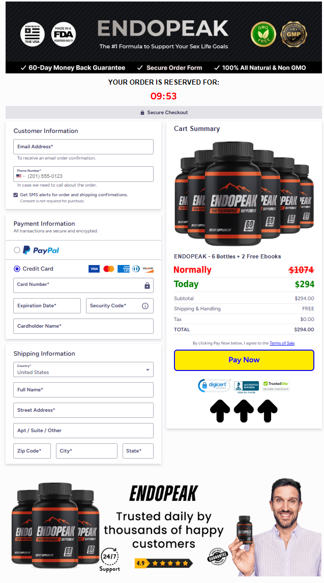 Endopeak Official Website Secure Order Page